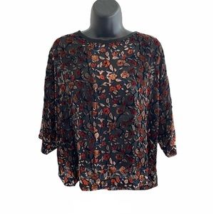 MANGO Sheer Delight Velvet Appliqué Blouse